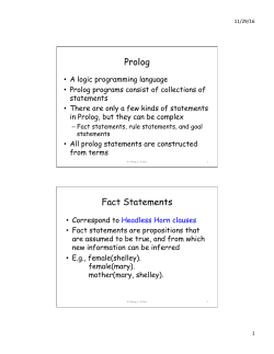 Logic Programming Foundations, Prolog(2)