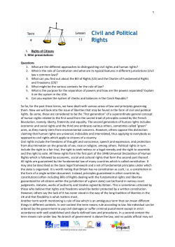 1 I. Rights of Citizens 1. Mini-presentations Questions 1. What are