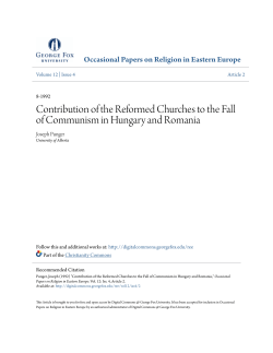 Contribution of the Reformed Churches to the Fall of Communism in