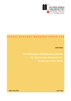 The Relevance of Governance Quality for Sustainable Resource Use.