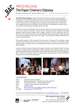 PRESS RELEASE The Paper Cinema`s Odyssey