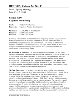 Expenses and Pricing - Society of Actuaries