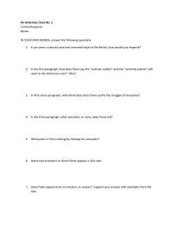 An American Crisis No. 1 Critical Response Name: IN YOUR OWN