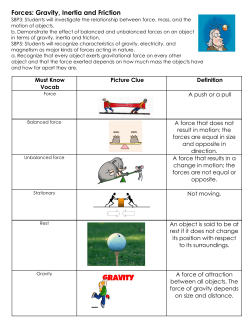 Forces: Gravity, Inertia and Friction
