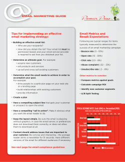 Email Metrics and Result Expectations Tips for implementing an