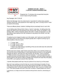 SERMON OUTLINE &ndash; WEEK 1 I LOVE MY
