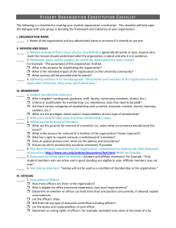 student organization constitution checklist