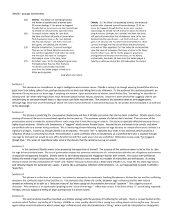 Othello &ndash; passage commentary Sentence 1 This sentence is a