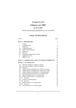 Tobacco Act 1987 - Victorian Legislation
