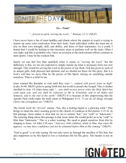 Go&hellip;Team! &ldquo;&hellip;fervent in spirit, serving the Lord&hellip;&rdquo; Romans 12:11