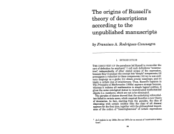 The Origins of Russell`s Theory of Descriptions