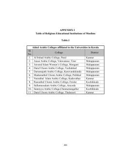 APPENDIX I Table of Religious Educational