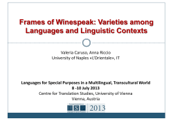 Frames of Winespeak: Varieties among Languages and