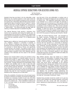 medical expense deductions for assisted living fees