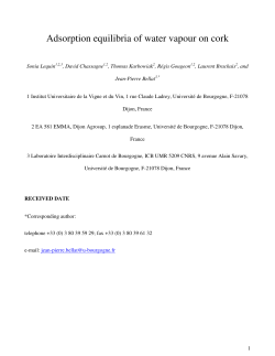Adsorption equilibria of water vapour on cork - Burgundy