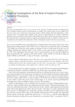 Empirical Investigations of the Role of Implicit Prosody in Sentence