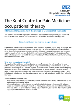 The Kent Centre for Pain Medicine: occupational therapy