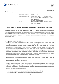 Notice of NEXT`s Entering into a Basic Agreement to