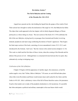 1 | Page Session 7 Revelation, Session 7 The Fall of Babylon and