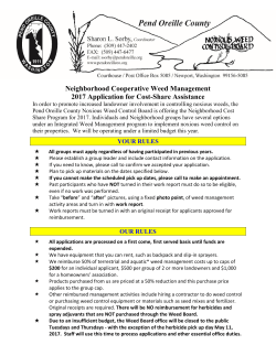 Neighborhood Cooperative Weed Management 2017 Application for