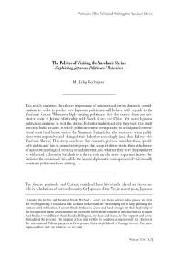 The Politics of Visiting the Yasukuni Shrine Explaining Japanese