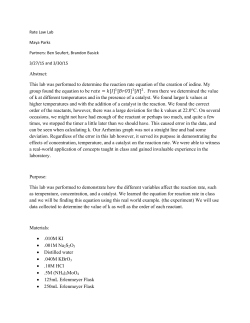 Abstract: This lab was performed to determine the reaction rate