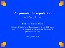 Polynomial Interpolation &ndash; Part II