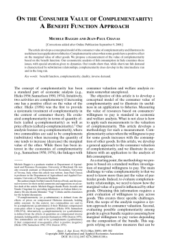 on the consumer value of complementarity: a benefit