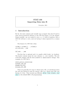 STAT-100 Importing Data into R 1 Introduction
