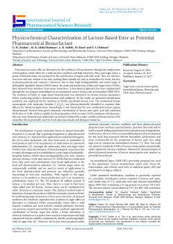 Physicochemical Characterization of Lactose