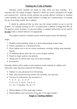 Teaching the 4 rules of Number Stages in Teaching Addition