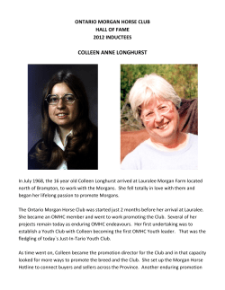 COLLEEN ANNE LONGHURST - Ontario Morgan Horse Club