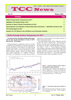 No. 27 Winter 2012 Global Average Surface Temperature for 2011