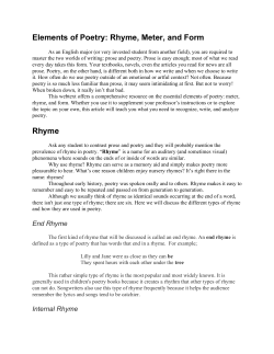Elements of Poetry: Rhyme, Meter, and Form Rhyme