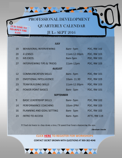 7-14-16 Professional Development Calendar JUL THRU SEPT 16