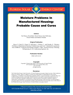 Moisture Problems in Manufactured Housing: Probable Cause and
