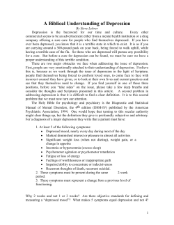 A Biblical Understanding of Depression