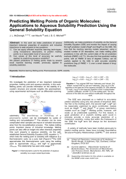 Predicting Melting Points of Organic Molecules: Applications to