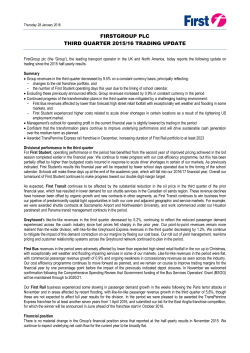 FIRSTGROUP PLC THIRD QUARTER 2015/16 TRADING UPDATE