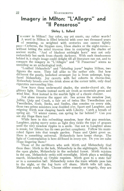 Imagery in Milton : "L` Allegro" and "Il Penseroso"