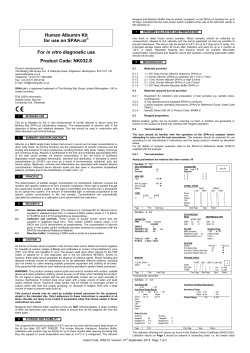 Human Albumin Kit for use on SPAPLUS For in vitro diagnostic use