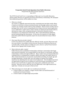 1 Frequently Asked E-book Questions from Public Librarians