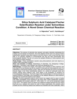 Silica Sulphuric Acid Catalyzed Fischer Esterification Reaction