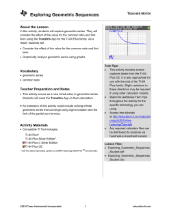 Exploring Geometric Sequences - TI Education