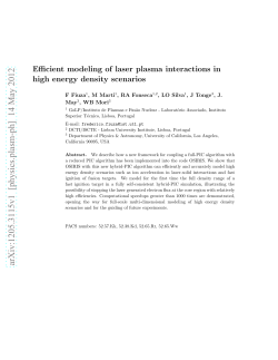 Efficient modeling of laser plasma interactions in high energy