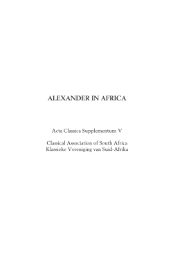 ALEXANDER IN AFRICA - Classical Association of South Africa