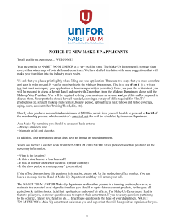 MAKEUP DEPARTMENT QUALIFICATIONS -May 2016