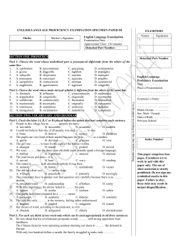 1 ENGLISH LANGUAGE PROFICIENCY