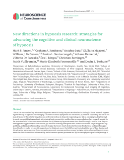 New directions in hypnosis research: strategies