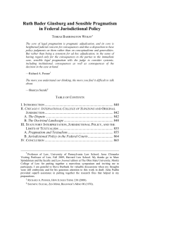 Ruth Bader Ginsburg and Sensible Pragmatism in